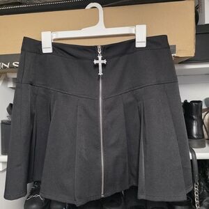 Killstar Black Mini Skirt with Zipper and Cross Detail